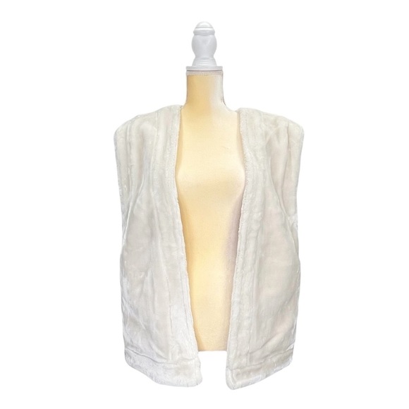 We Wore What Size Small Vest Faux Fur/Leather Reversible Vest Ivory Oat New NWT - Picture 6 of 12
